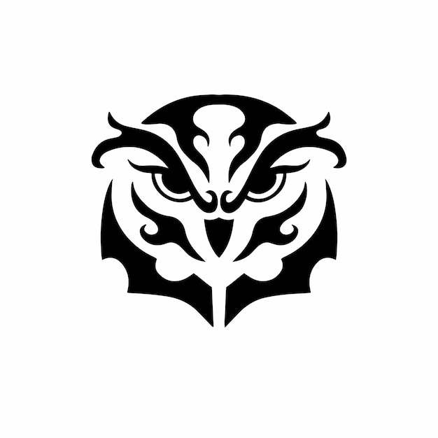 Tribal Owl Head Logo Tattoo Design Wzornik Ilustracji Wektorowych