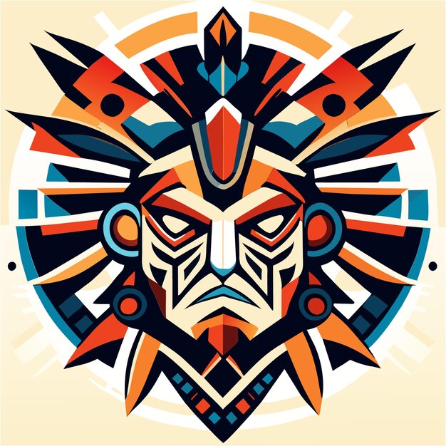 Plik wektorowy tribal tattoo fusion głowa szamańska i integracja abstrakcyjna