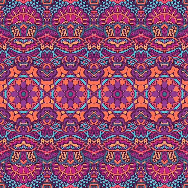 Tribal Vintage Streszczenie Kwiatowy Geometryczny Wzór Bezszwowe Etniczne Ozdobne