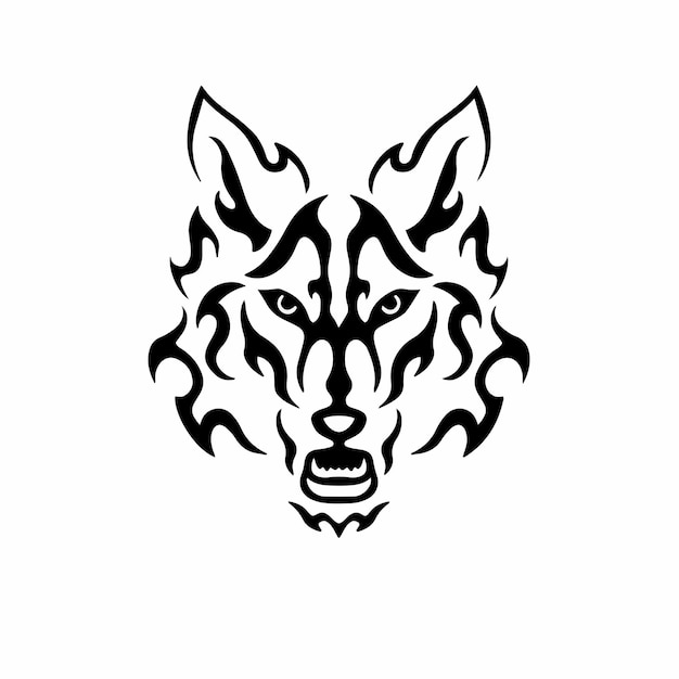 Tribal Wolf Head Logo Tattoo Design Wzornik Ilustracji Wektorowych