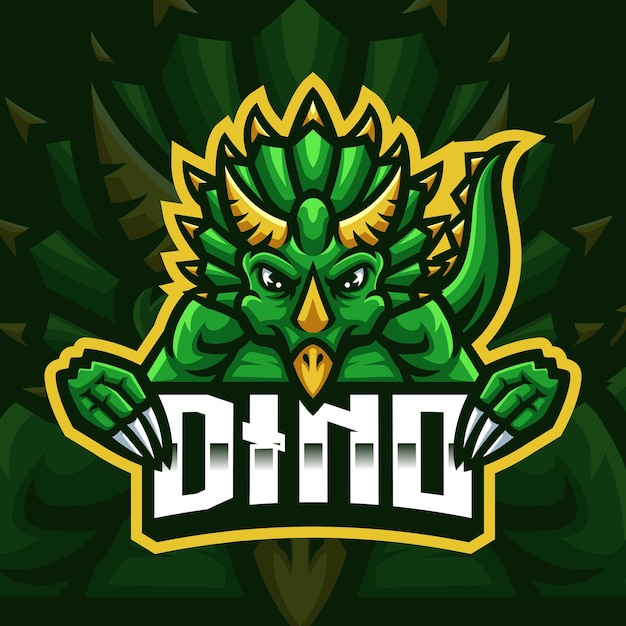 Plik wektorowy triceratops dinozaur maskotka gaming logo szablon dla esports streamer facebook youtube