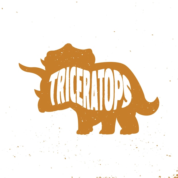 Triceratops Kolorowy Dinozaur Z Napisem I Teksturą. Ilustracja Wektorowa.