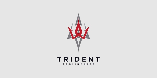 Trident Logo Design Vector Z Ilustracyjną Koncepcją Kreatywną