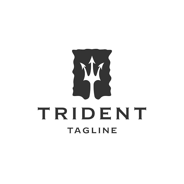 Trident Logo Ikona Szablon Projektu Płaski Wektor