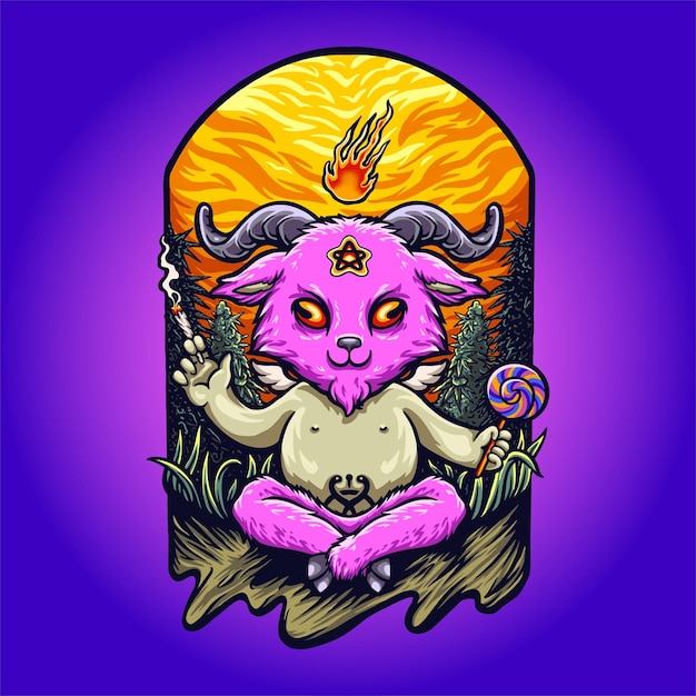 Plik wektorowy trippy maskotka baphomet śliczna ilustracja