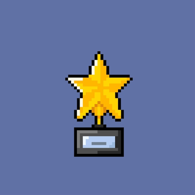 Trofeum Gwiazdy W Stylu Pixel Art