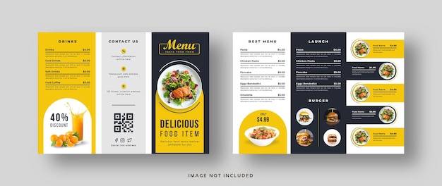 trójdzielna broszura z pysznym menu dla restauracji