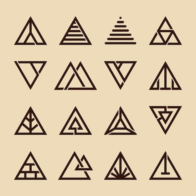 Trójkąt Monogram Symbol Kolekcja Logo Linii Sztuki