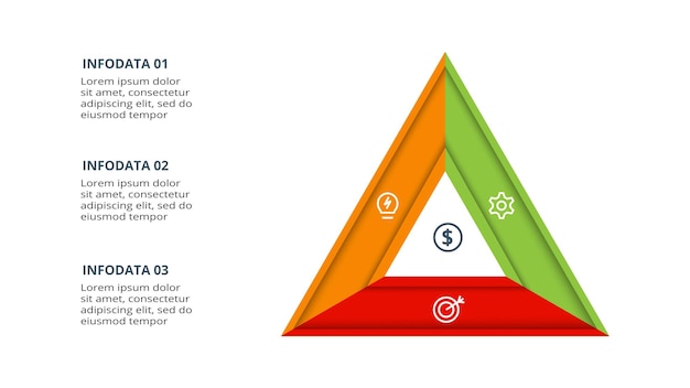 Trójkąt Z 3 Elementami Szablon Infografiki Do Internetowych Prezentacji Biznesowych Ilustracji Wektorowych Wizualizacja Danych Biznesowych