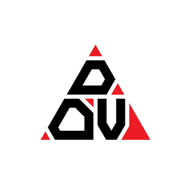 Plik wektorowy trójkątny logo dov z kształtem trójkąta dov trójkąt logo monogram dov trójnóg wektorowy szablon logo z czerwonym kolorem dov trzykątne logo proste eleganckie i luksusowe logo