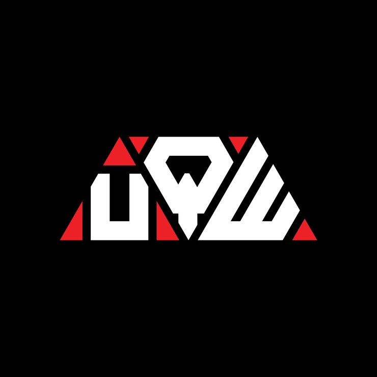 Wektor trójkątny logo uqw z kształtem trójkąta uqw trójkąt logo monogram uqw wektorowe logo trójkątowe szablon z czerwonym kolorem uqw logo trój kątowe proste eleganckie i luksusowe logo uqw