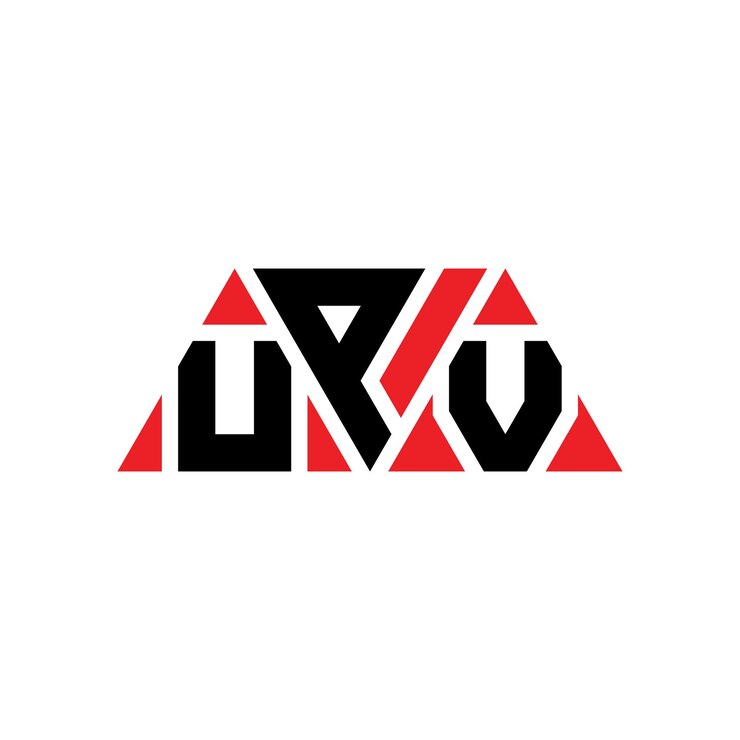 Wektor trójkątny logo z kształtem trójkąta projekt trójkątnego logo upv monogram trójkąty wektorowy wzorzec logo upv z czerwonym kolorem logo trójkątowe upv proste elegantne i luksusowe logo upv