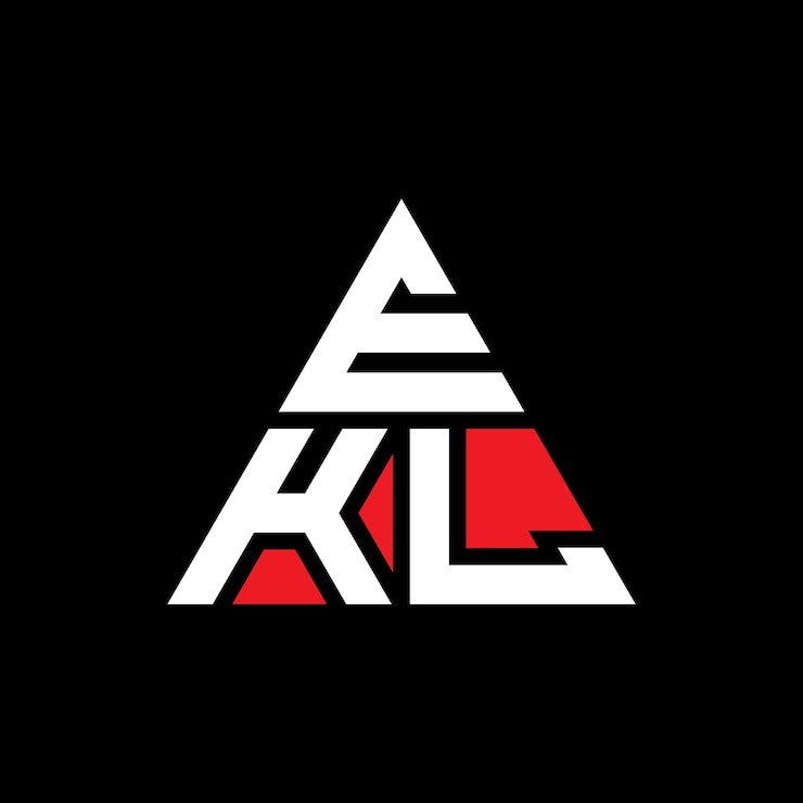 Wektor trójkątowy logo ekl z kształtem trójkąta ekl trójkątny logo monogram ekl trzykąt wektorowy logo szablon z czerwonym kolorem ekl trójdzielny logo proste eleganckie i luksusowe logo