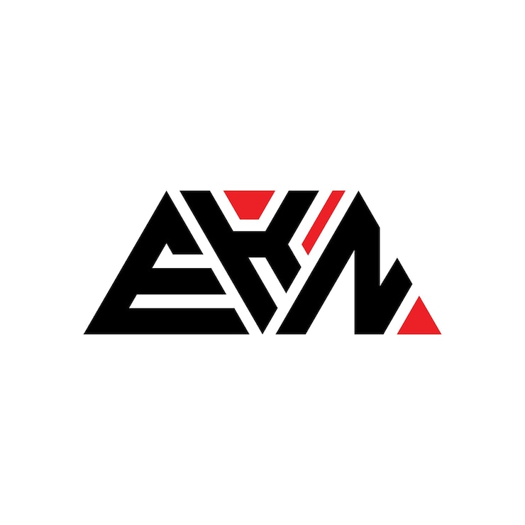 Wektor trójkątowy logo ekn z kształtem trójkąta ekn trójkątny projekt logo monogram ekn trójnoktowy wektorowy szablon logo ekn o czerwonym kolorze ekn trzykątne logo proste eleganckie i luksusowe logo ekn