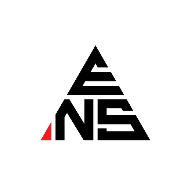 Plik wektorowy trójkątowy logo ens z kształtem trójkąta ens trójkątny projekt logo monogram ens trzykąt wektorowy szablon logo z czerwonym kolorem ens trójnokątne logo proste eleganckie i luksusowe logo