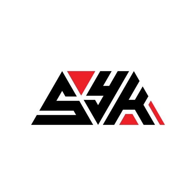 Trójkątowy logo logo z kształtem trójkąta SYK trójkąt logo projektowanie monogram SYK wektorowy logo trójkątowy szablon z czerwonym kolorem SYK logo trój kątowe Proste eleganckie i luksusowe logo SYK