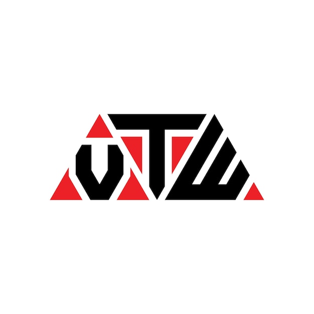 Plik wektorowy trójkątowy logo vtw z kształtem trójkąta vtw trójkątny projekt logo monogramu vtw wektor trójkątowy szablon logo z czerwonym kolorem vtw trzykątne logo proste eleganckie i luksusowe logo vtw