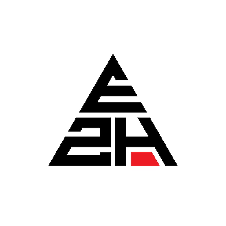 Wektor trójkątowy logo z kształtem trójkąta ezh trójkątny projekt logo monogram ezh trójnokąt wektorowy szablon logo z czerwonym kolorem ezh trzykątne logo proste eleganckie i luksusowe logo