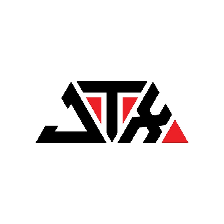 Wektor trójkątowy logo z kształtem trójkąta, monogram, wektor trójkątny, szablon logo z czerwonym kolorem, prosty, elegancki i luksusowy logo jtx.