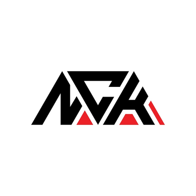 Wektor trójkątowy logo z kształtem trójkąta nck trójkątny projekt logo monogramu nck trójnokątny wektorowy szablon logo z czerwonym kolorem nck trzykątne logo proste eleganckie i luksusowe logo nck