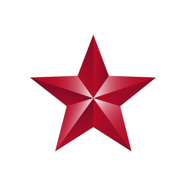 Trójwymiarowa czerwona gwiazda na białym tle