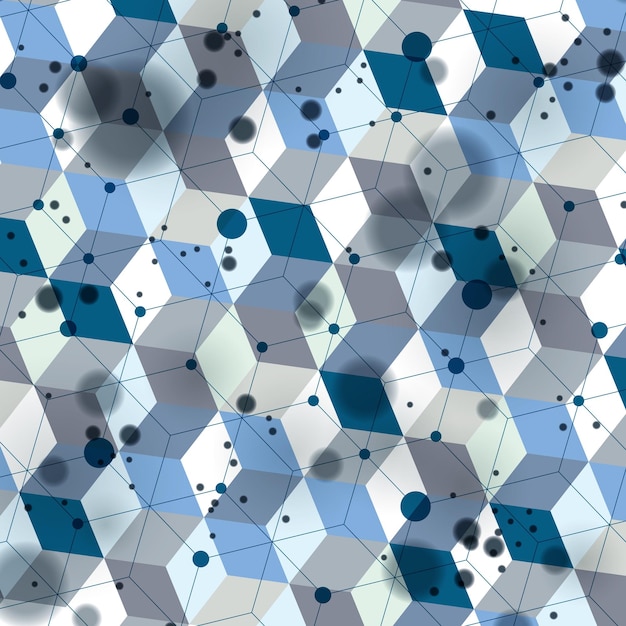 Plik wektorowy trójwymiarowa siatka przestrzenna pokrywająca skomplikowane op art tło z kształtami geometrycznymi eps10 temat nauki i technologii abstrakcyjna sieć koronkowa tło z efektem ruchu