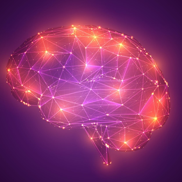 Trójwymiarowy wektor cyber mózg sieć neuronowa megadata przetwarzanie szablonu interfejsu projekt na tle