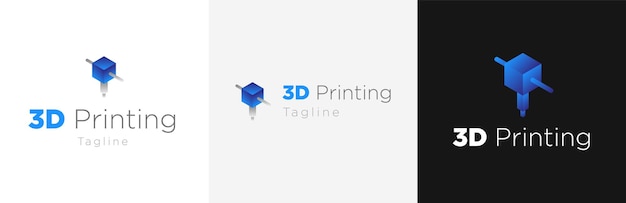 Plik wektorowy trójwymiarowy zestaw do projektowania logo drukarki, usługa drukowania 3d nowoczesny symbol logotypu, materiał