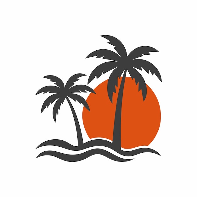 Tropical Coconut Tree i Beach Resort Logo Design dla SummerThemed Branding