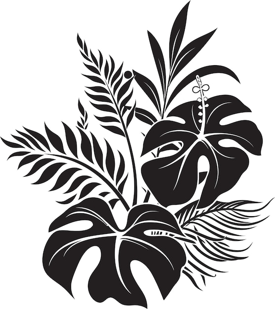 Plik wektorowy tropical elegance black vector icon vibrant jungle bloom vector design