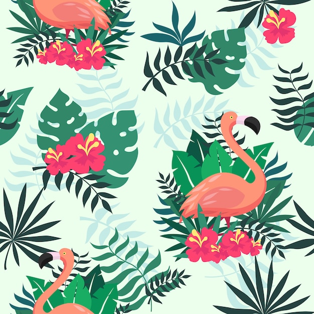 Tropical Flamingo Seamless Pattern Na Tapetę