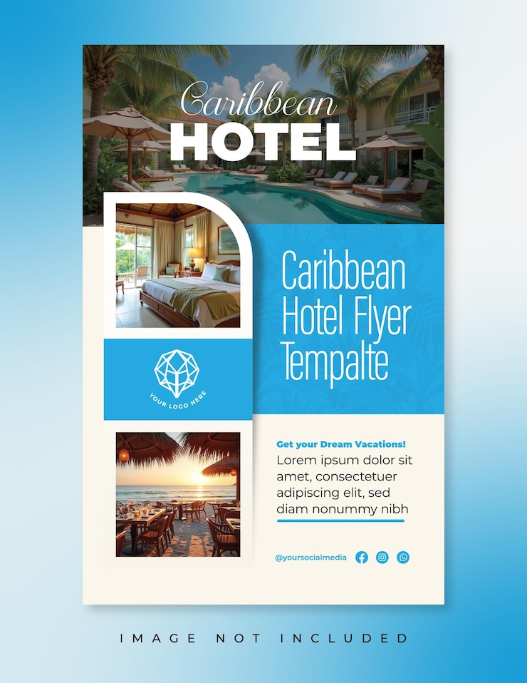 Wektor tropical hotel flyer