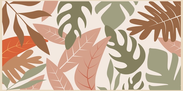 Tropical leaf vintage poster abstract floral poster design autumn graphic vector illustration