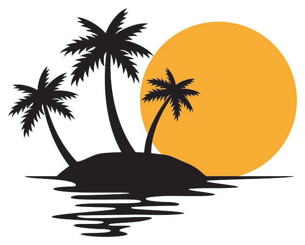 Plik wektorowy tropikalna wyspa z trzema palmami