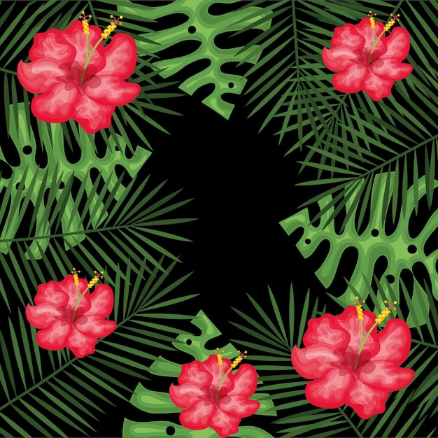 Tropikalne Kwiaty Ozdobny Projekt Wektor Ilustracja