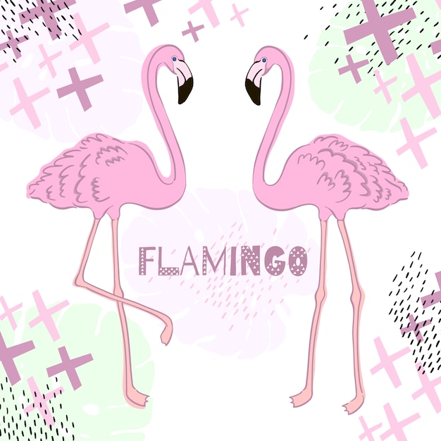 Tropikalne Liście I Banner Flamingo Lato