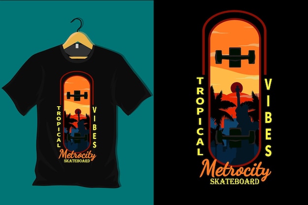 Tropikalne Wibracje Metro City Retro Vintage T Shirt Design