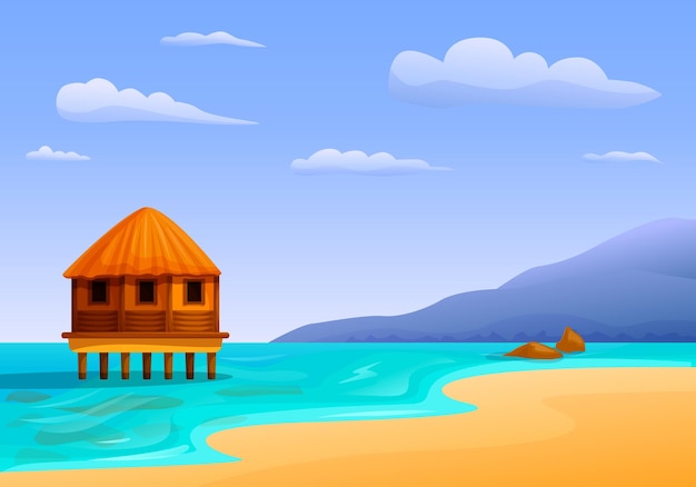 Plik wektorowy tropikalny dom na palach w morzu ilustracja wektorowa