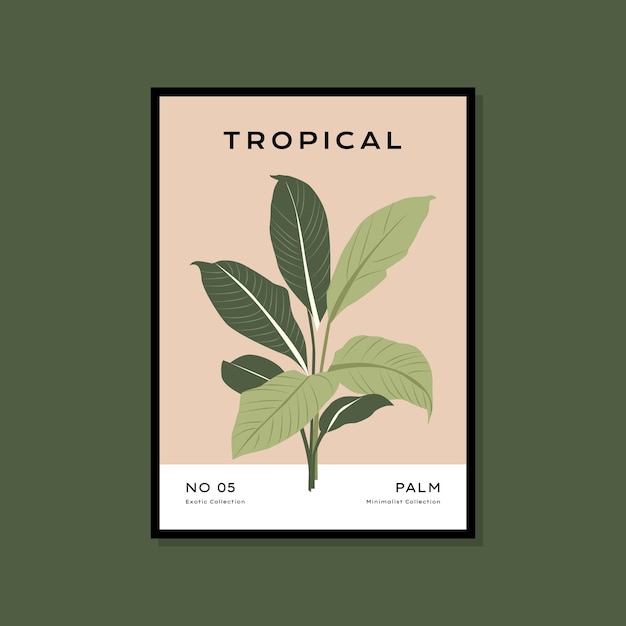 Plik wektorowy tropikalny i botaniczny ręcznie narysowany plakat z nadrukiem do twojej kolekcji obrazów ściennych