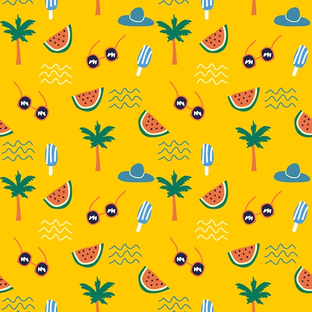 Tropikalny lato doodle rysuje kolorowego wzór.
