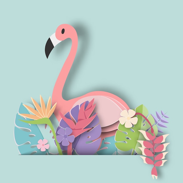 Tropikalny Liść I Flamingo