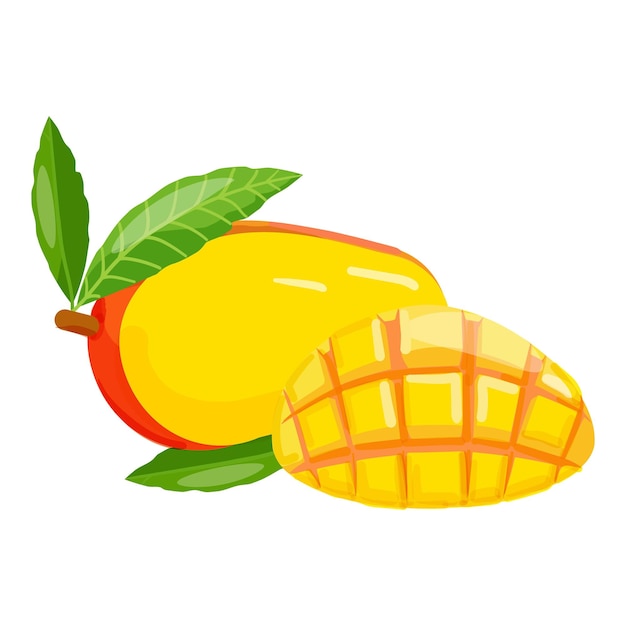 Plik wektorowy tropikalny mango ikona kreskówka wektor sok owocowy świeży plasterek