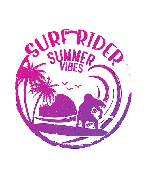 Tropikalny Surf Rider Summer Vibes Ilustracja