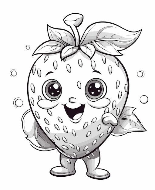 Plik wektorowy truskawka ilustracja wektorowa z kreskówki koncepcja przyrody izolowany maskotka premium owoce do kolorowania