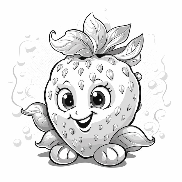 Plik wektorowy truskawka ilustracja wektorowa z kreskówki koncepcja przyrody izolowany maskotka premium owoce do kolorowania