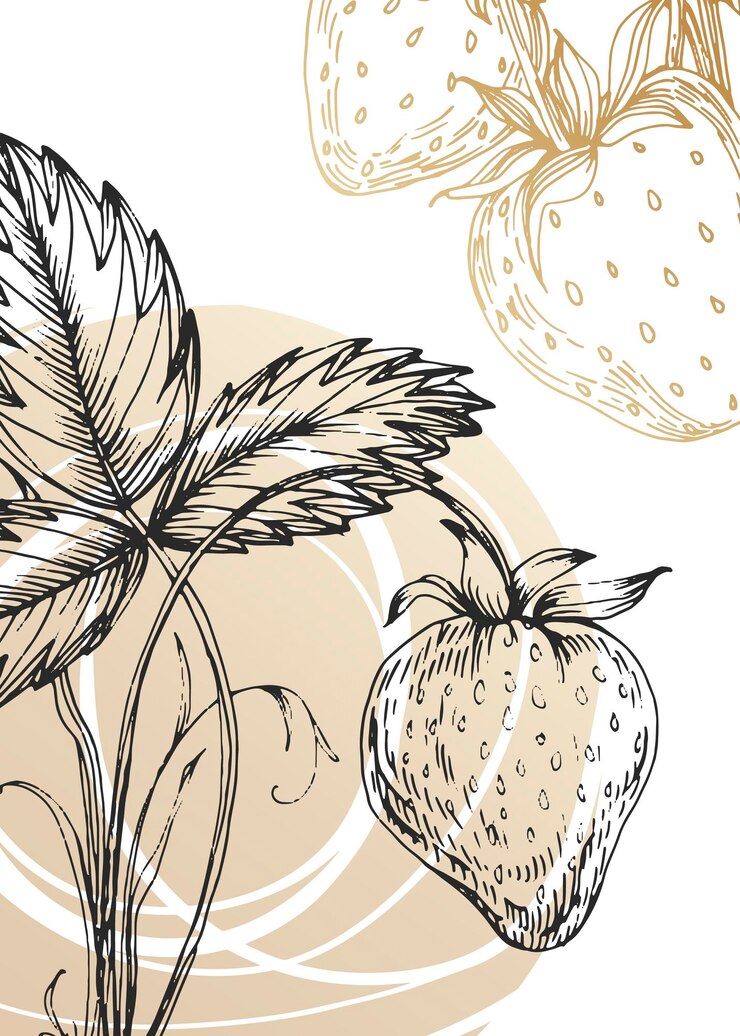 Truskawkowe abstrakcyjne ręcznie malowane ilustracje do dekoracji ścian Pocztówka Social Media Banner