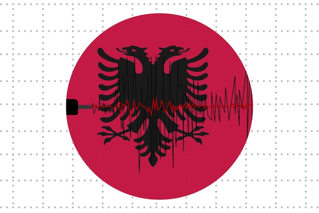 Trzęsienie ziemi w Albanii koncepcja fali sejsmicznej z flagą klęsk żywiołowych