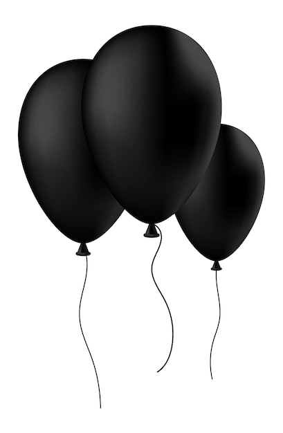 Trzy 3d balony czarne premium świąteczne gratulacje element wystroju realistyczny wektor