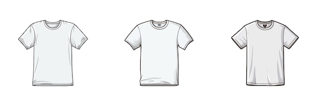 Plik wektorowy trzy białe koszulki z krótkimi rękawami