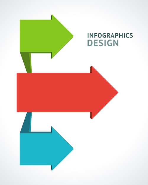 Plik wektorowy trzy poziome wielokolorowe strzałki schemat infografiki schemat osi czasu realistyczny szablon wektor